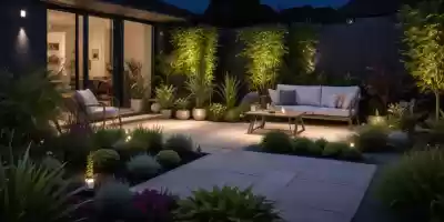 Jardín, Iluminación, Muebles